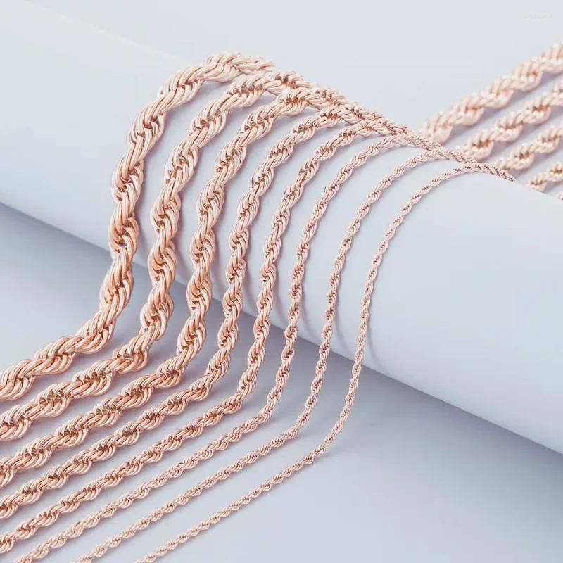 Chains 2/2.4/3/4/5/6/7/8mm Wide Rope Chain Necklace Stainless Steel Choker Men Women Jewelry Rose Gold Color