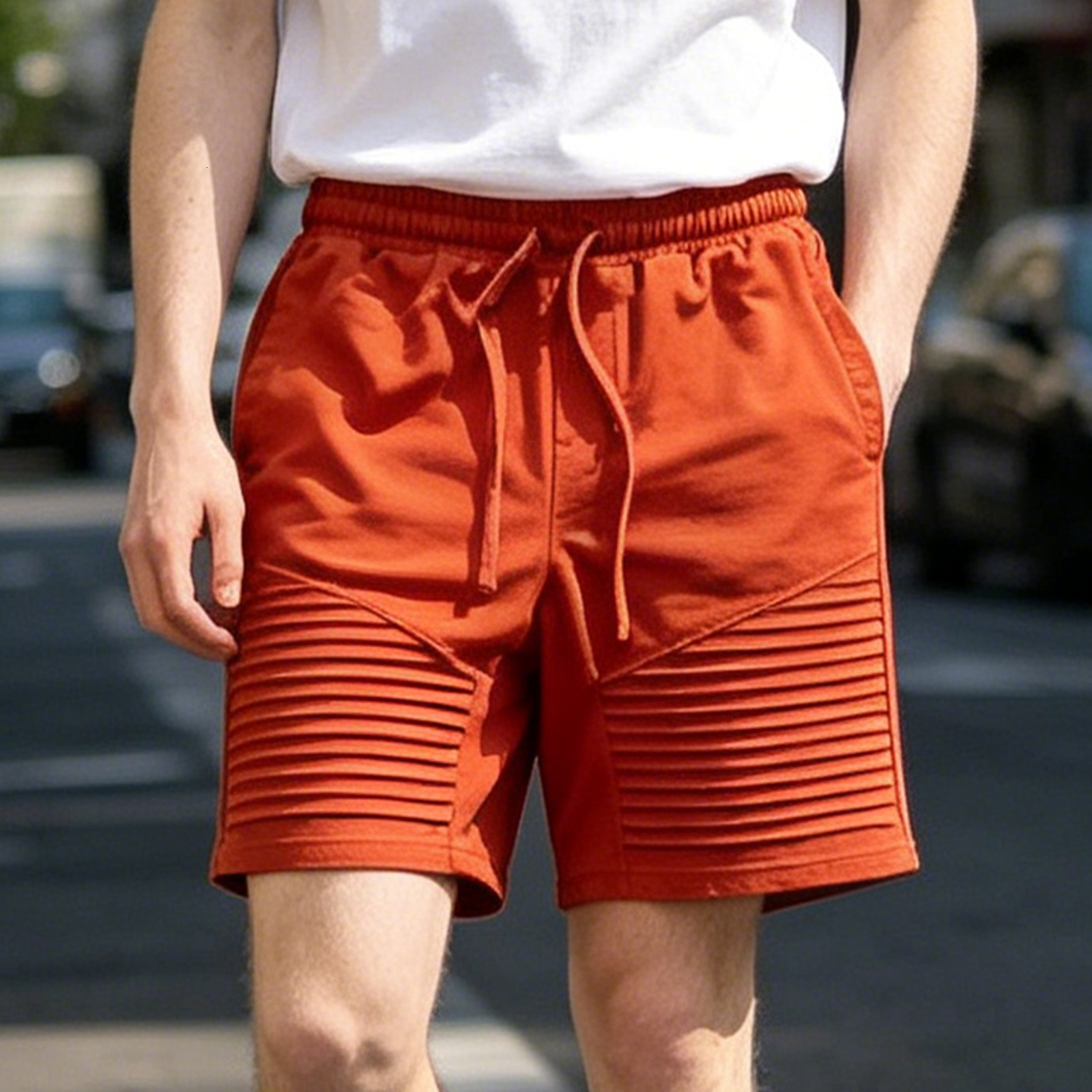 Kids Solid Orange Casual Shorts, Soft Elastic Waist Drawstring Summer Beach Shorts