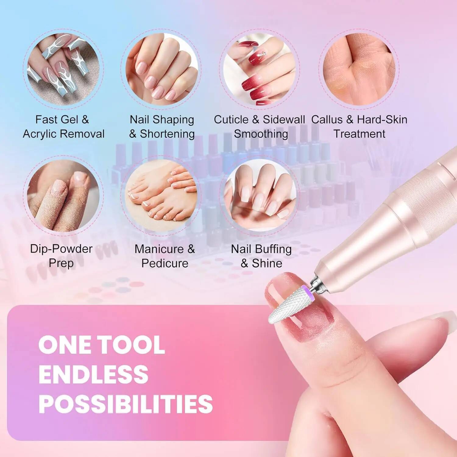 50000Rpm Professional Electric Drill Rechargeable Polisher With LCD Screen Suitable For Gel Polish Nail File Manicure Tool Fast Shipping X260420 - view 5