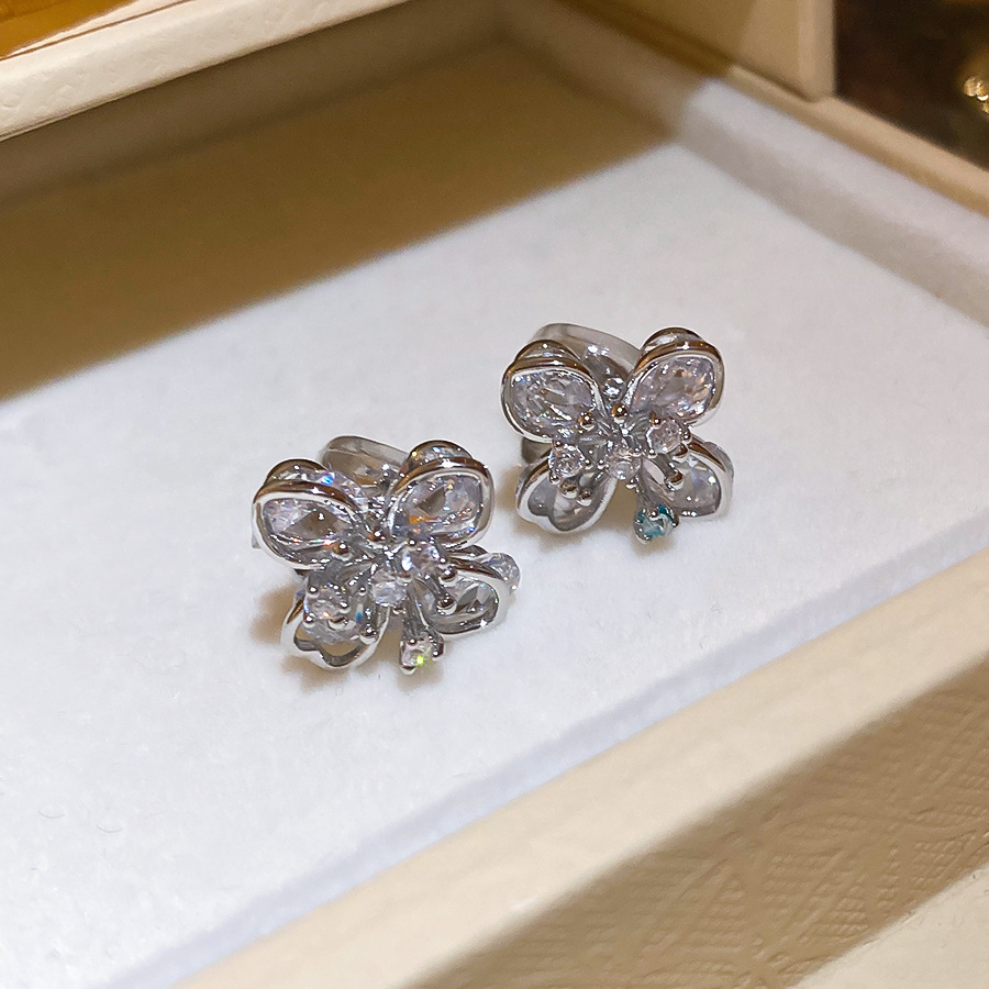 18k real gold plated silver needle zircon flower pearl niche high-end earrings, light luxury and elegant women's earrings - view 7