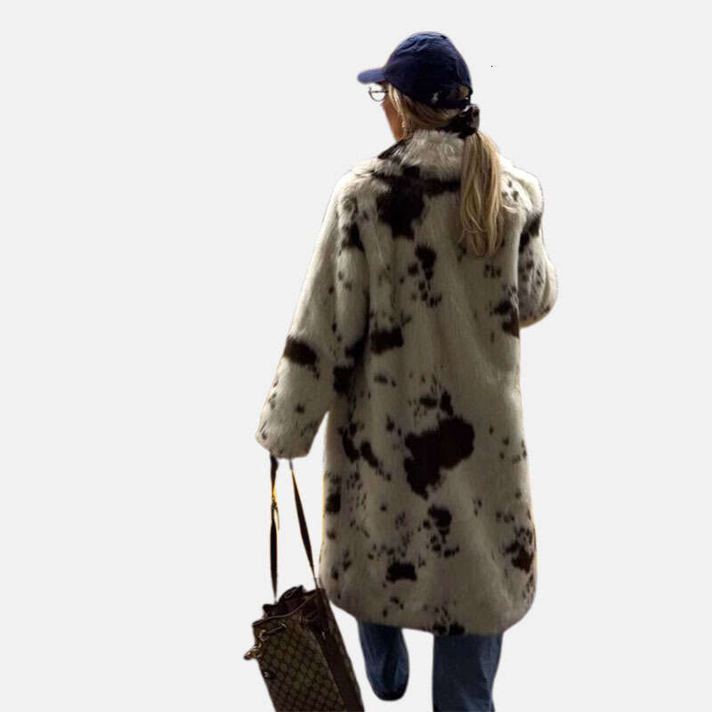 Autumn Winter Long Faux Fur Coat Women Elegant Simple Fashion European American Style Warm Soft Eco Friendly Outwear MAKOUFEI