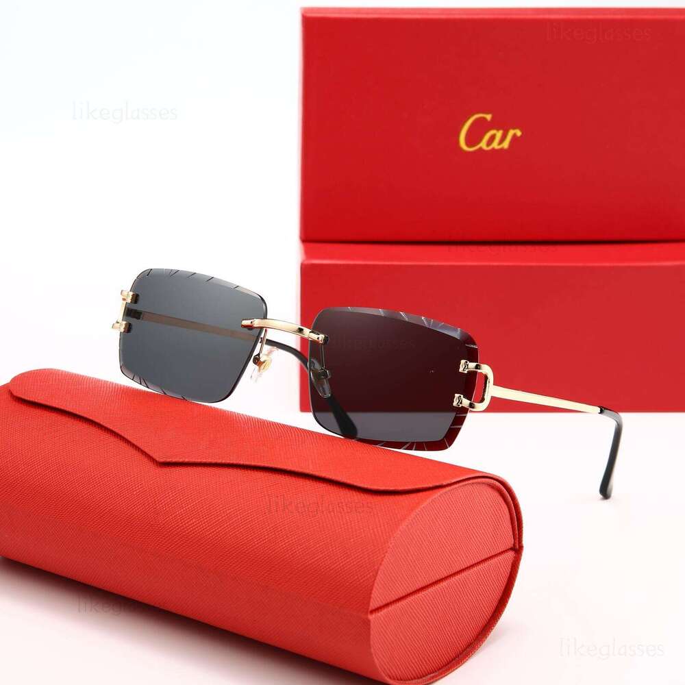 Luxury Metal Frame Sunglasses Rimless UV400 Polarized Lens Men Women Outdoor Sports Fashion Glasses with box