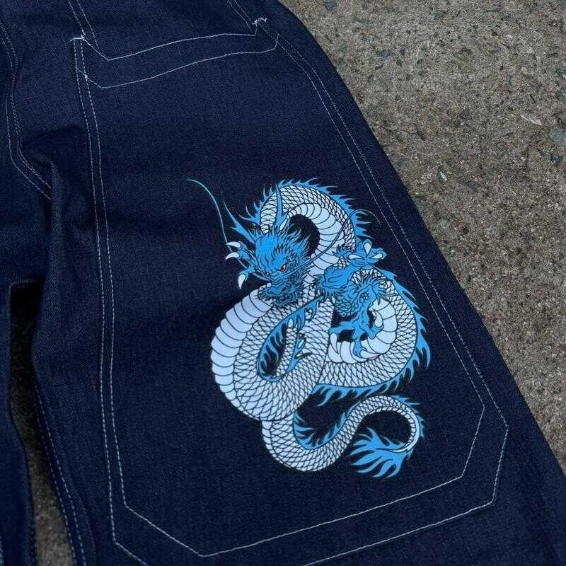 Street Hip-hop Rock Designer Loose Jeans Luxury Fashion Men Retro Print Gothic Harajuku Y2K Men's Casual Sports Pants Casual Pants Essential Basi