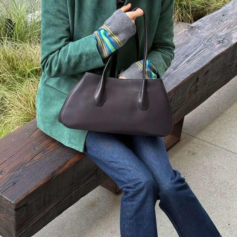 R O W Alger Saddle Bag Minimalist Genuine Leather Shoulder Bag Long Handle Underarm Bag Commute Tote Handbag For Women SENYY