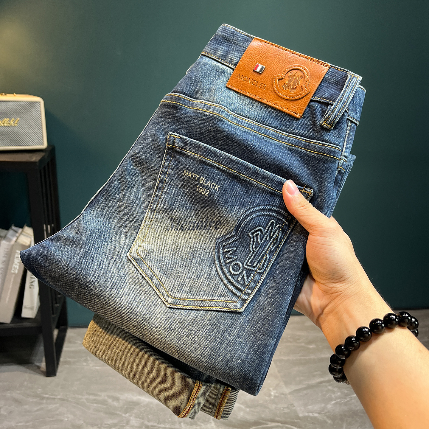 Korean version elastic washed designer tight jeans luxury men's fashion high-quality black retro American business casual pants youth outdoor str