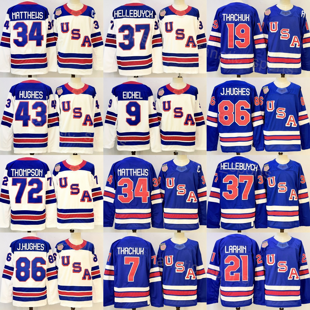 Maglia Uomo USA Hockey Nazionale 2026 2027 Olimpiadi Americane Quinn Hughes Con…