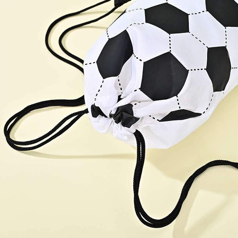 Bestseller black and white football storage bag, polyester drawstring backpack