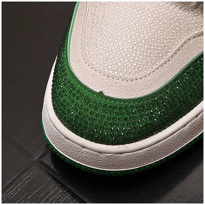 Men Rhinestone Color Block Skate Sneakers, Pink Brown Contrast Letter Embroidery Lace-up Casual Street Shoes
