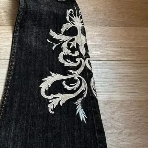 European And American Heavy Industry Embroidery Designer Jeans Luxury Men's And Women's Punk Bell Bottom Pants Trendy Outdoor Y2k Washed Pan