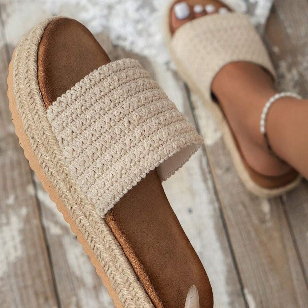 Plus Size European And American Style Platform Hemp Rope For Women Spring Summer New Slippers Fashion Thick Sole Sandals