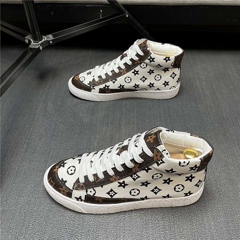 High-top Sneakers Fashion Print Casual Shoes Trendy Casual Sports Sneakers Autumn Winter New Fashion Versatile Youth Lace-Up High-Top