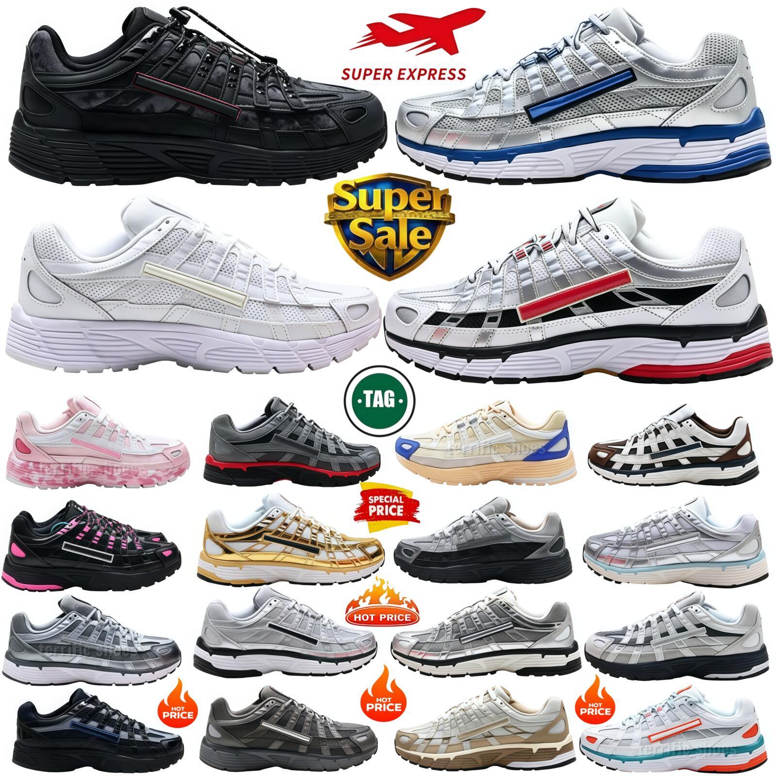 Designer P6000 men women running shoes p6000 trainers outdoor durable sneakers comfortable sports shoe Cool Grey Black White Metallic Silver 36-45 with box