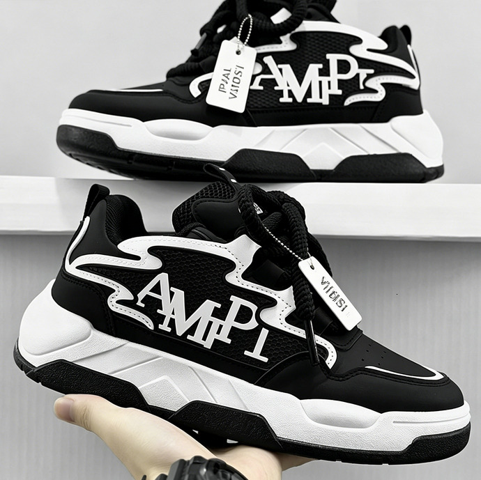 Men's New Versatile Sports Casual Sneakers Hot Trend Shoes Black and White Chunky Sneakers Trendy Letter Print Casual Dad Shoes