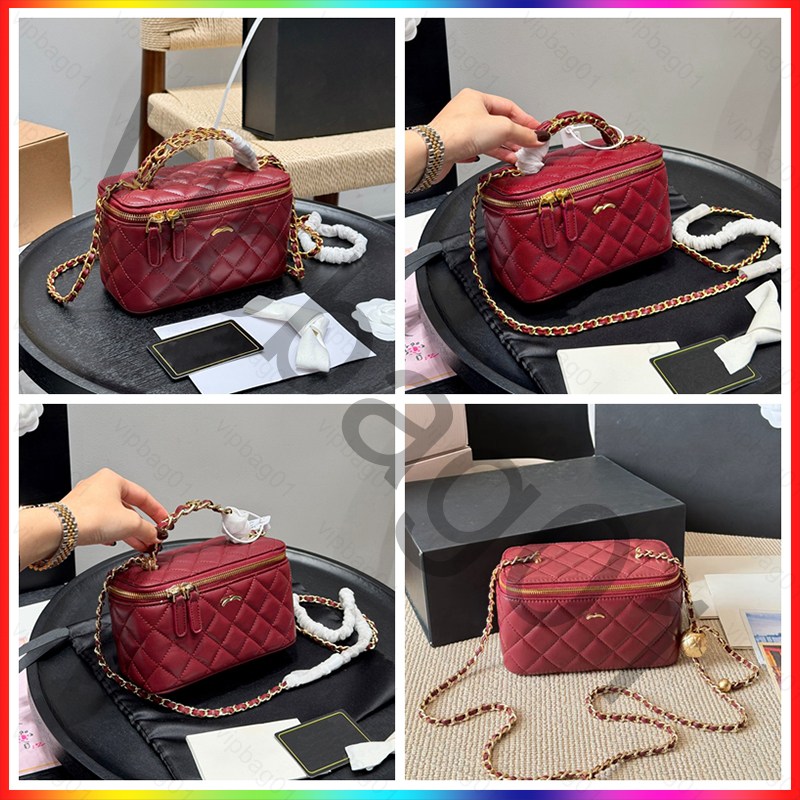 10A Luxury designer cosmetic cc bag makeup case toiletry mini vanity bag top quality shoulder bag chain tote handbag fashion leather classic cross body purses wallet