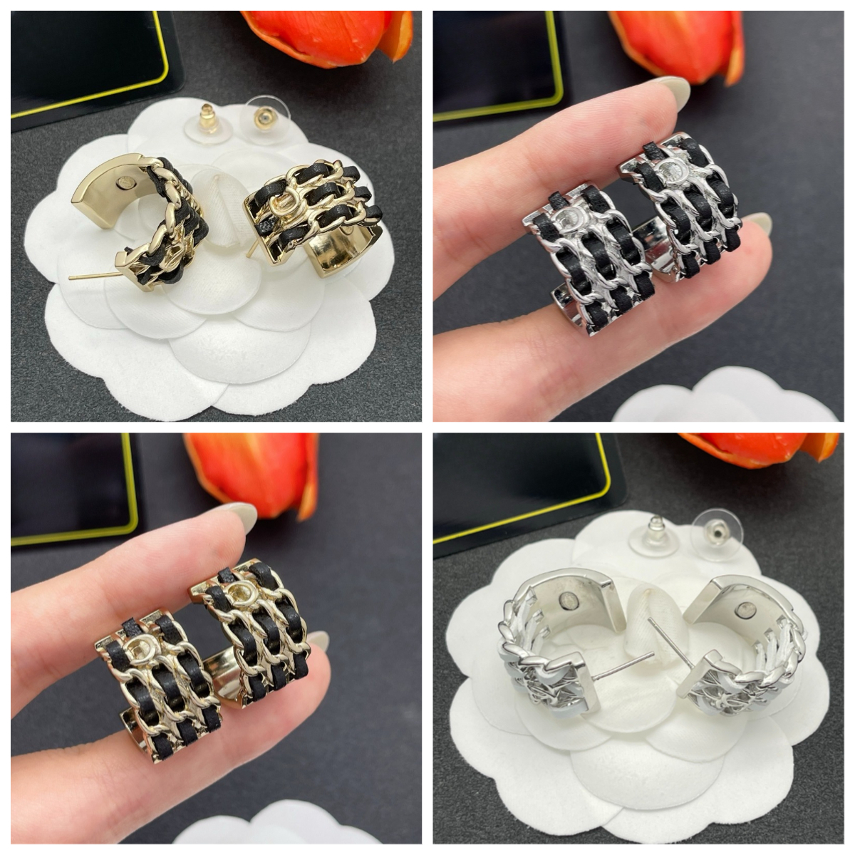 Stud Earrings for Women Designer Leather Woven Earrings 18K Gold Plated Hoop Earrings Classic Luxury Earrings High Quality Jewelry Daily Wear