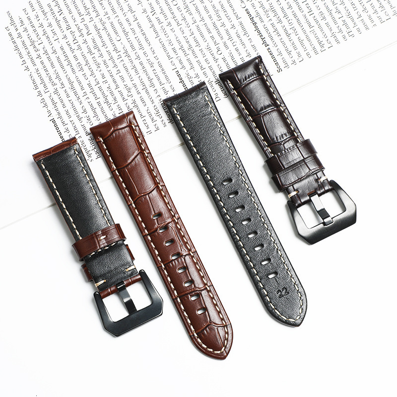 For Panerai 441 1085/1313/111 Cow Leather Watch Strap 22mm 24mm blue Men grain Watch Band cowhide Bracelet Accessories260206