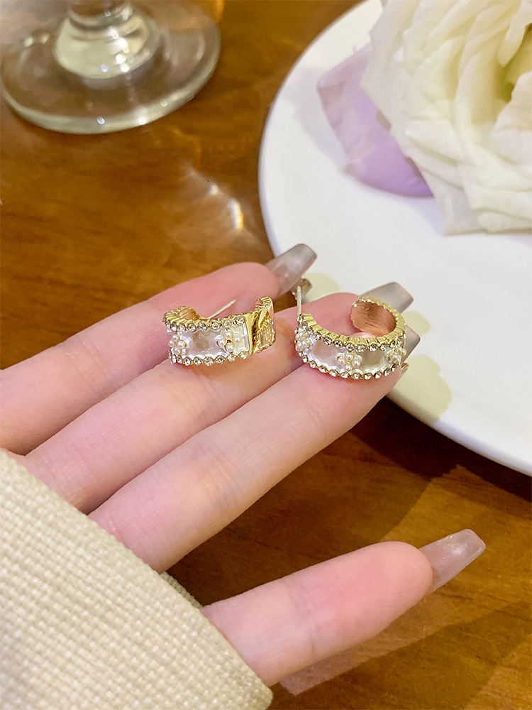 2025 New Arrival Women's Pearl & Rhinestone Inlaid Earrings, Niche Design, Premium Luxury Ear Hoops, Fashion Elegant Ear Jewelry for Daily & Part