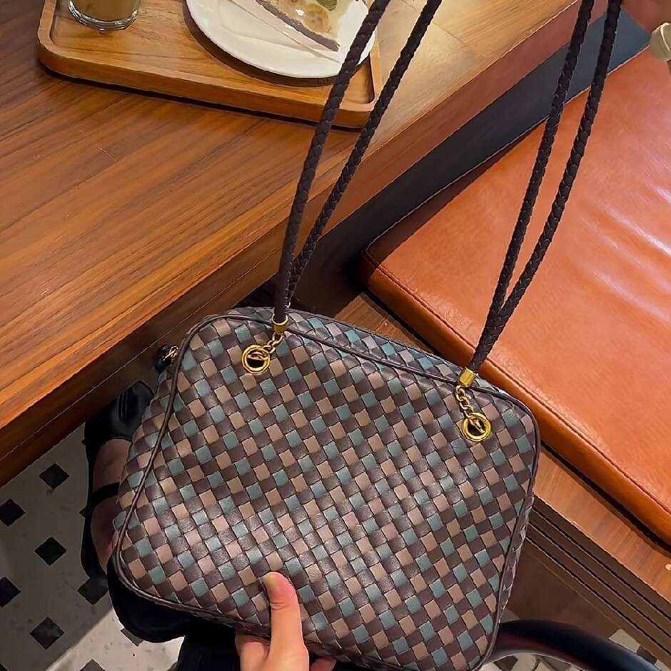 New Woven Shoulder Bag Double Layer Sheepskin Leather Vintage Luxury Arc Shape Elegant Handbag Advanced Tofu Bag For Women SENYY