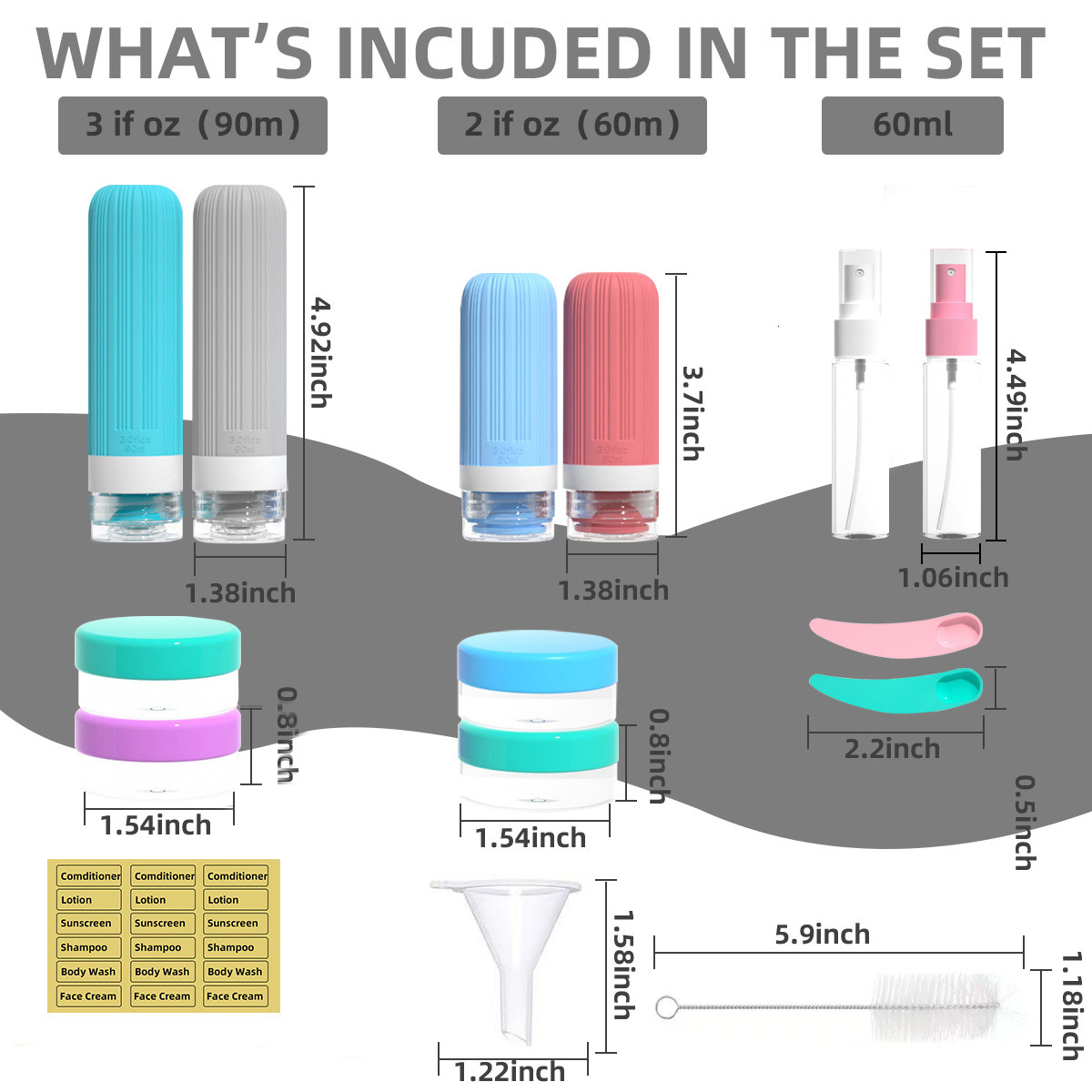 New set of silicone split bottle shampoo and shower gel storage bottle portable travel sample