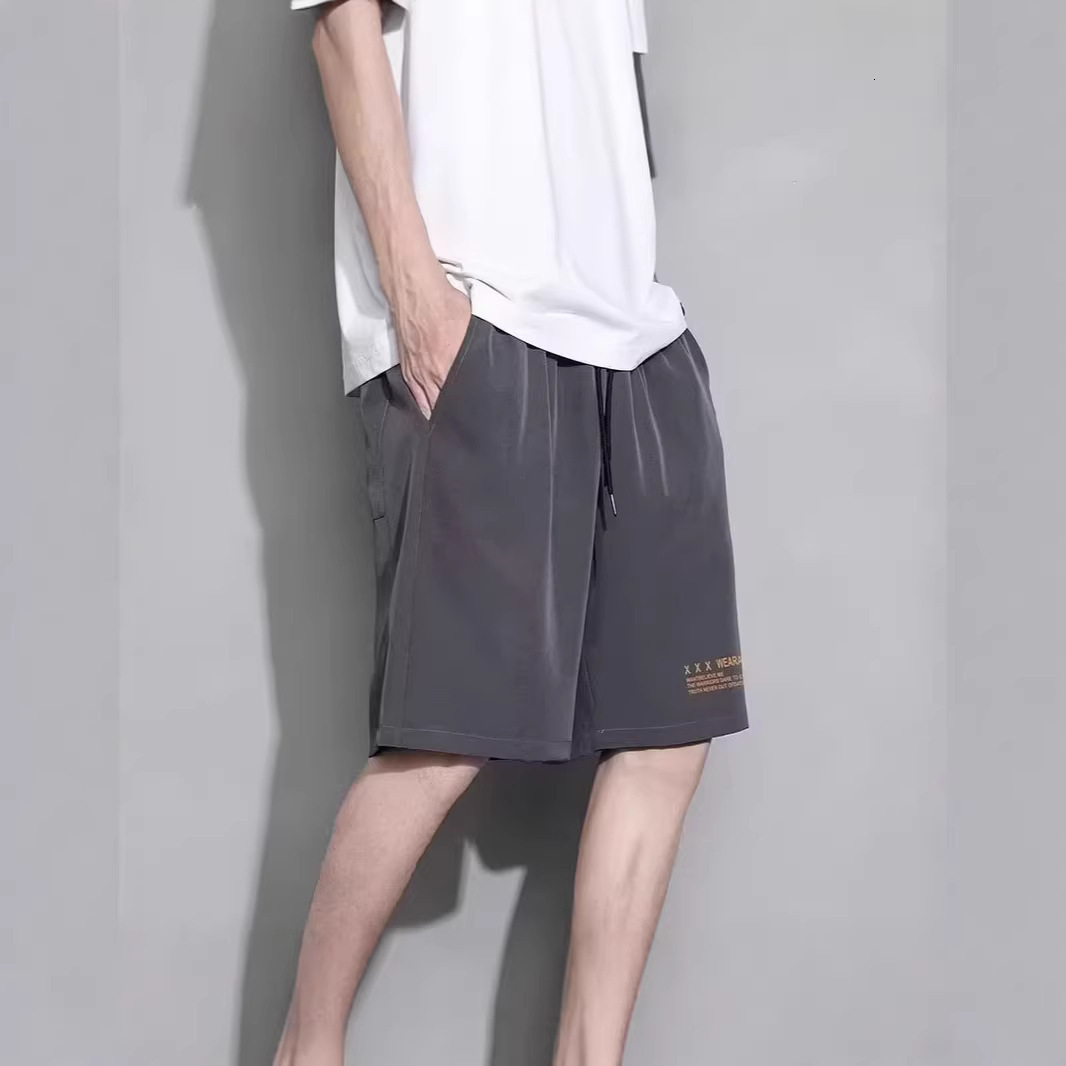 Designer Luxury Ice Silk Cool-feel Sports Shorts For Men Lightweight And Quick-drying Casual Mid-length Pants For Summer Trendy Loose-fitting Versatil