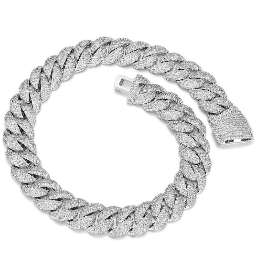 OUGEPHELI 21mm 6 Rows Hip Hop Iced Out Moissanite Moissanite VVS Collar De Candena Cubana Eslabones Cubano Necklace Miami Cuban Link Chain
