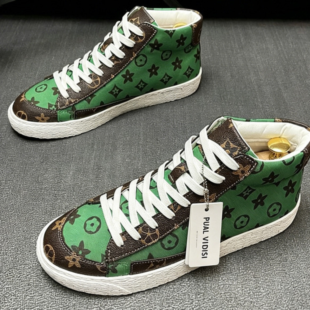 High-top Sneakers Fashion Print Casual Shoes Trendy Casual Sports Sneakers Autumn Winter New Fashion Versatile Youth Lace-Up High-Top