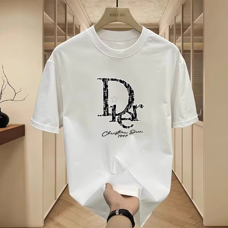 Bestselling new light luxury men's short sleeved T-shirt 2026 summer fashion printed design casual versatile loose top free shipping large size s