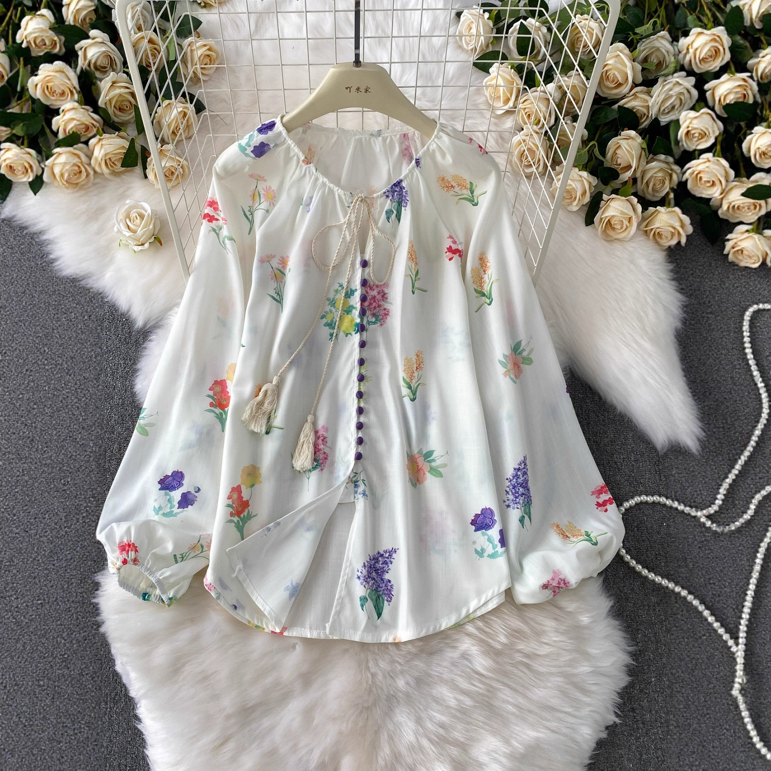 Floral 2 Piece Sets Womens Clothing Long Sleeve Single Breasted Blouse High Waist Aline Skirt Outfits Vintage Chic Korean Suit 250901