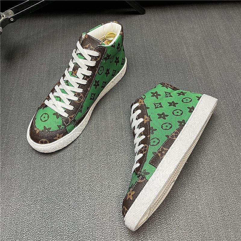High-top Sneakers Fashion Print Casual Shoes Trendy Casual Sports Sneakers Autumn Winter New Fashion Versatile Youth Lace-Up High-Top