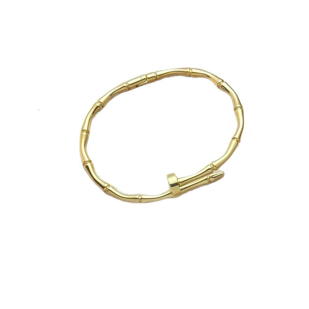 European And American INS Internet Celebrity 18K Gold Bamboo Knot Closed Stainless Steel Bracelet New Women's Fashion Versatile Jewelry