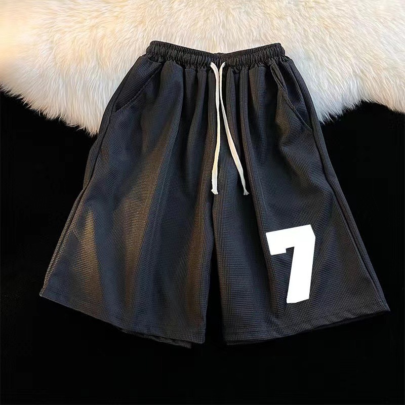American Retro Waffle Luxury Shorts For Men Sports Shorts For Summer Niche Design Casual And Versatile Sanitary Pants Outdoor Casual Loose Straight Le