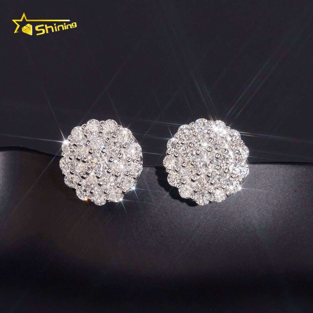 Wholesale Price Luxury 11mm S925 Sterling Silver Fine Jewelry Lab Grown Diamond Stud Earrings
