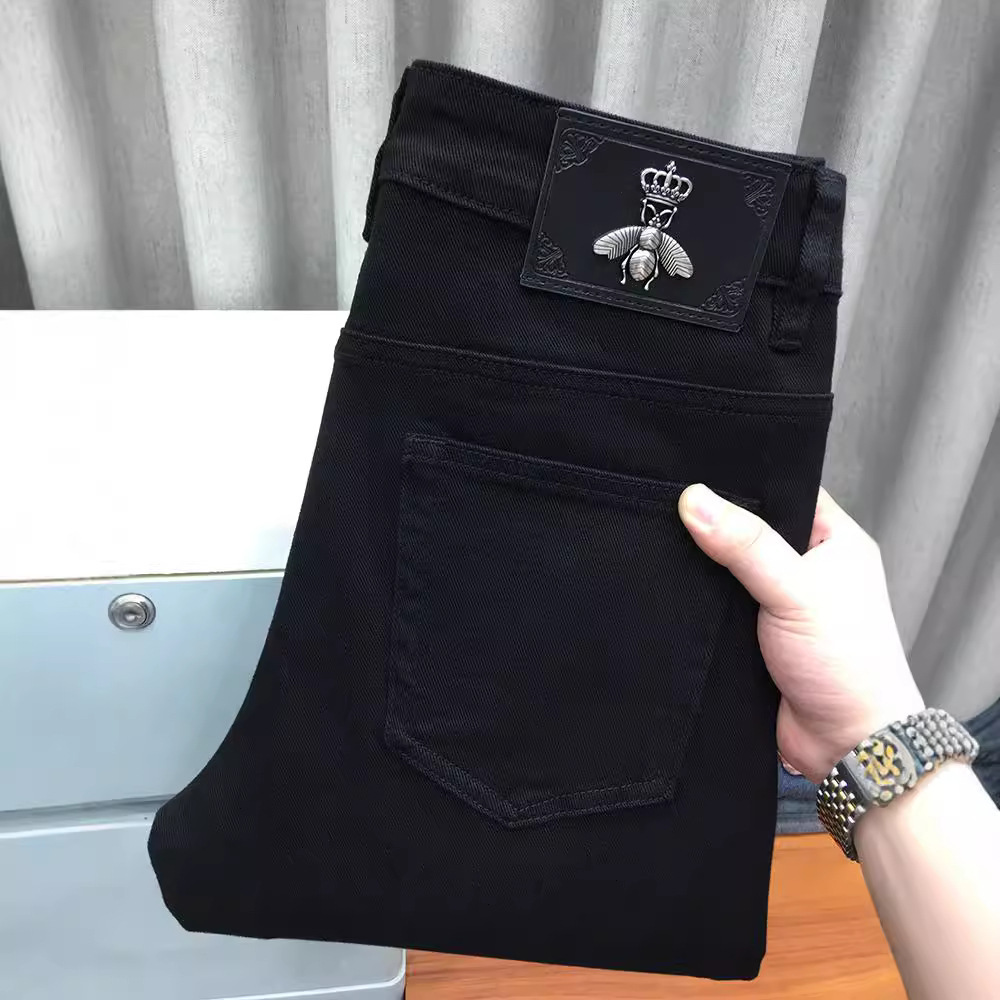 Designer's New Black Straight Leg Pants High-end Loose Jeans For Men's Summer Collection Versatile And Trendy Plus Size Pure Black Business 