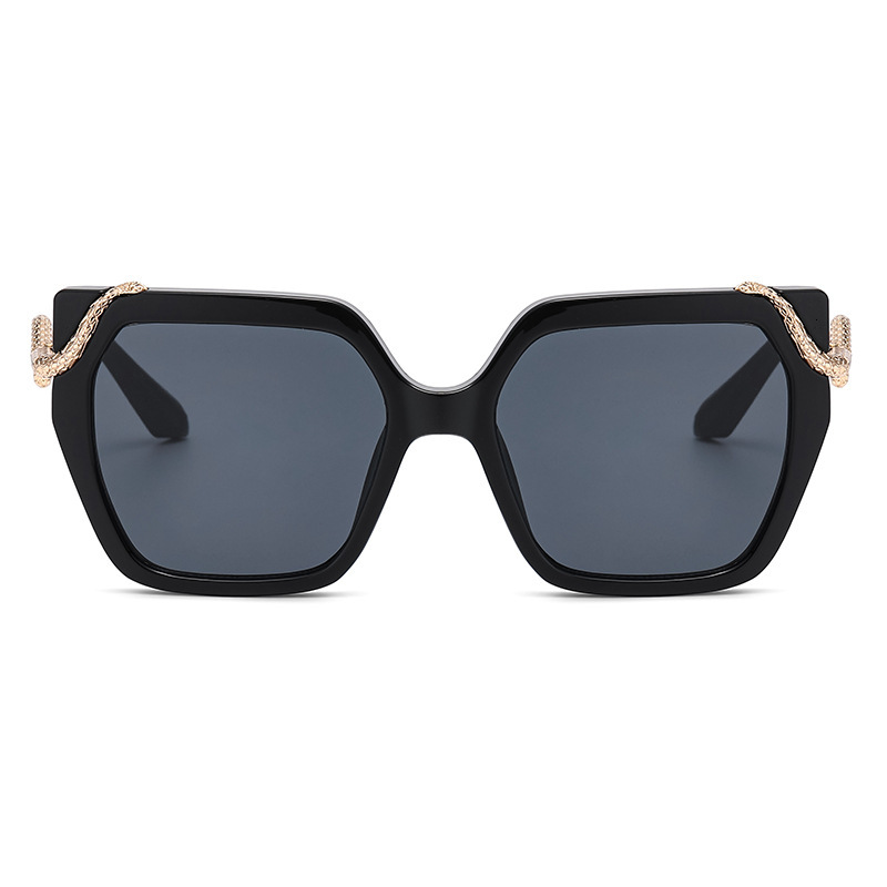 2026 New Designer Retro Square Sunglasses Suitable For Both Men And Women, Metal Snake Shaped Glasses Legs, Large Frame Color Blocked Sunglasses