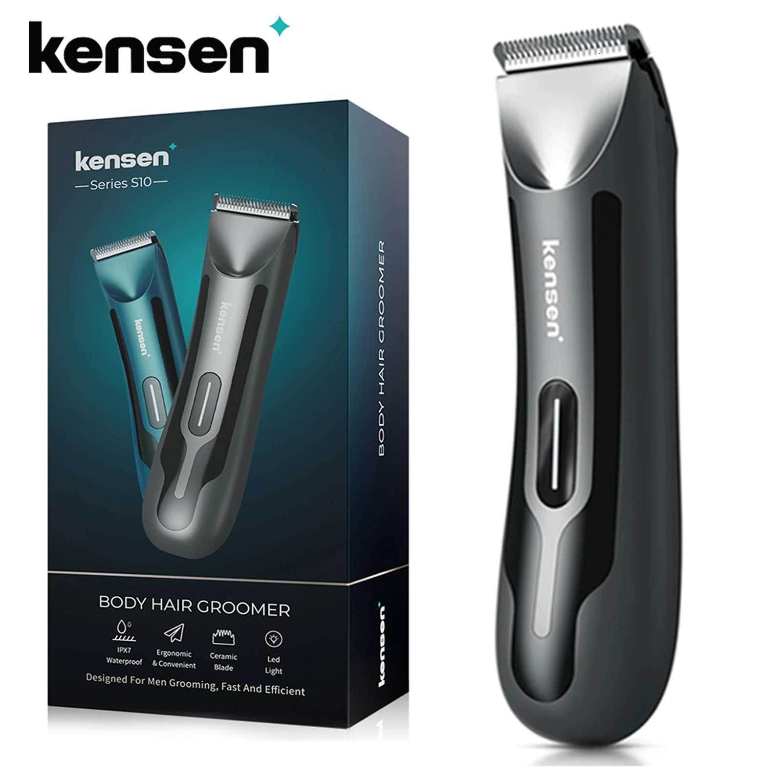 Kensen S10 Electric Groin Hair Trimmer for Men Body Groomer Pubic Waterproof Hair Trimmer Replaceable Ceramic Blade Beard ShaverT260421