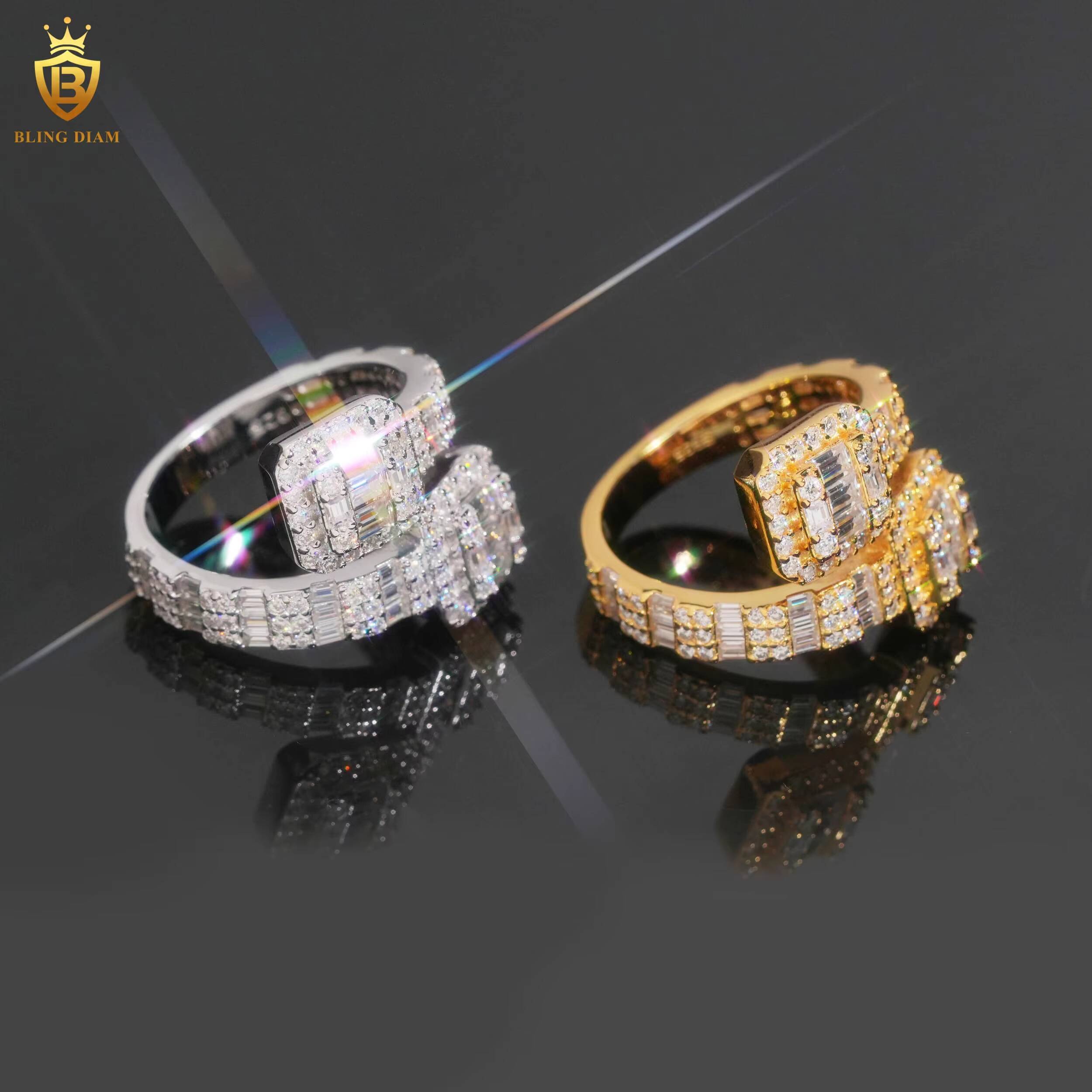 Wholesale 925 Sterling Silver Rings Engagement Moissanite Ring Moissanite D VVS Hiphop Fine Moissanite Jewelry Men GRA Certified