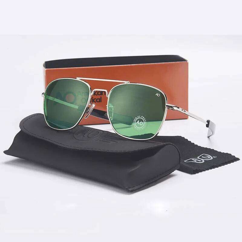 Pilot Sunglasses Men AO Brand Designer American Army Optical Glass Lens Sun Glasses Male 26Y0421