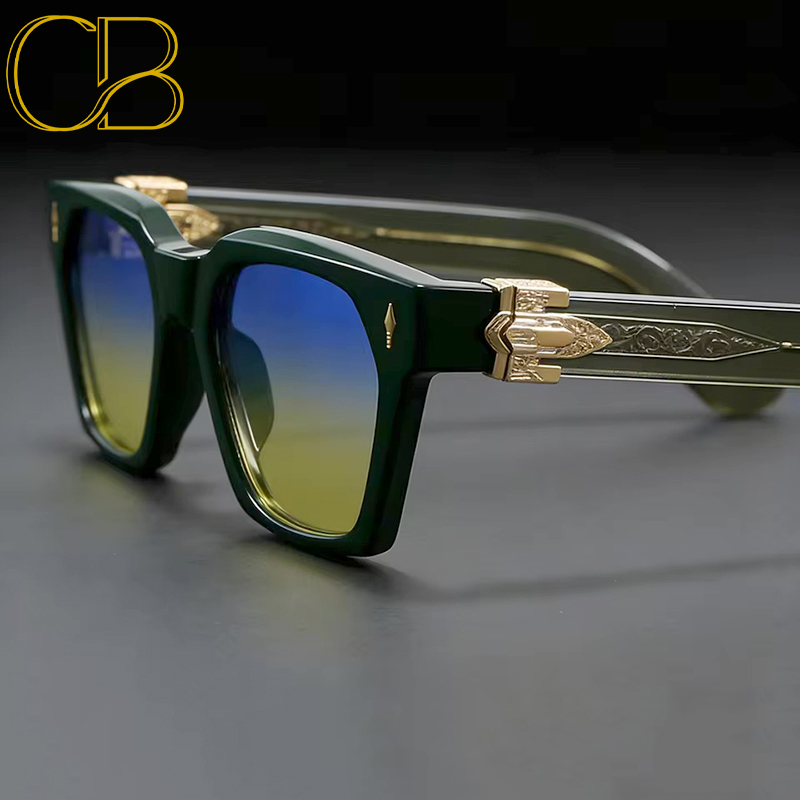 CB Fashion Men's Advanced Thick Frame Square Sunglasses Women Cat Eye Y2K Trendy Designer Handmade Sun Glasses Outdoor Driving Shades UV400 Summe