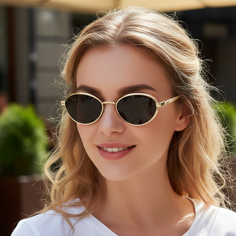 Retro Large Frame Oval Versatile Urban Trend Fashion Outdoor Sun Protection Unisex Sunglasses