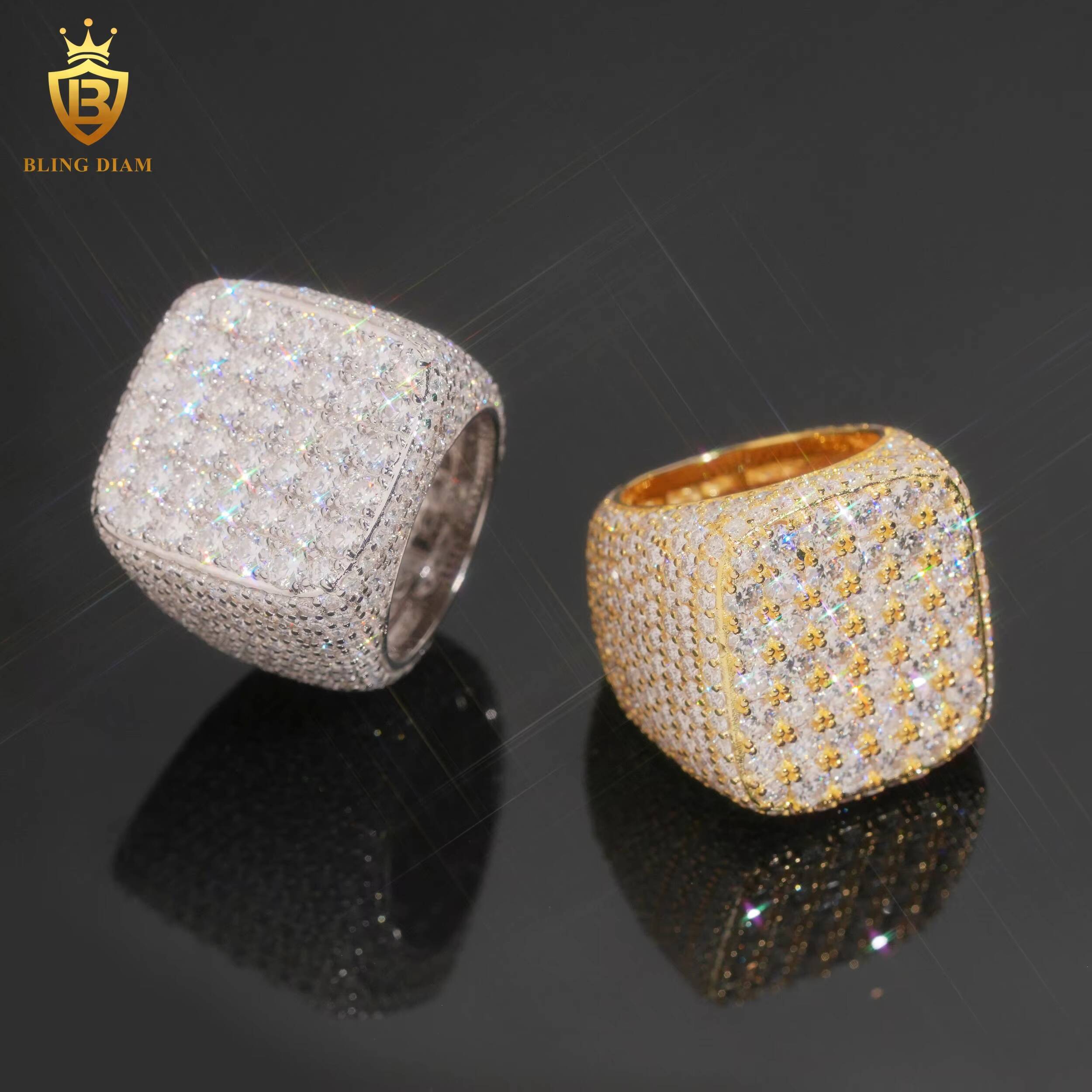 Hot Sale 925 Silver Moissanite Rings Fine Jewelry Iced Out Moissanite HipsHop Style Jewelry Rings Pass Diamond Test in Stock GRA