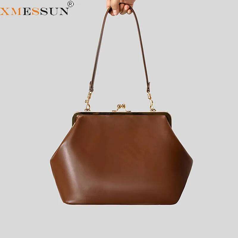 New Large Clip Clutch For Women Fashion Trend Shoulder Evening Bag Luxury Designer Soft Leather Frame Kisslock Shell Handbag Liksusie