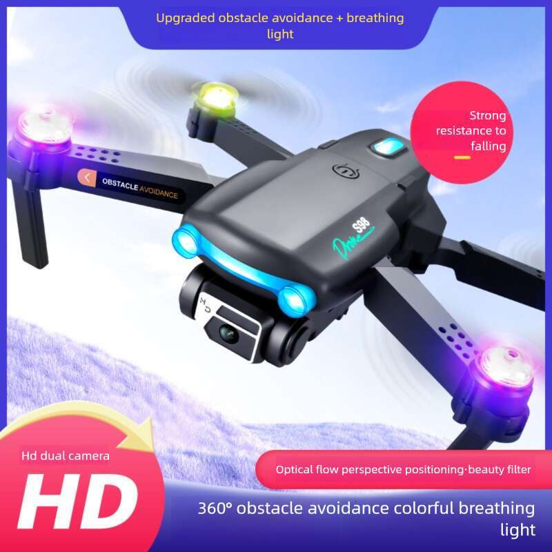 S98 RC Drone with RGB Light Show Obstacle Avoidance 4K HD Dual Camera WiFi FPV Long Battery Foldable Quadcopter Kids Toy Gift CKS
