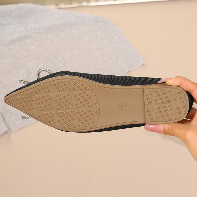 Women's New Flats Shoes, Apricot Flats, High-Quality Pu Leather, Cute Bow, Gorgeous Rhinestones, Comfortable Casual Work Clothins ddmythur