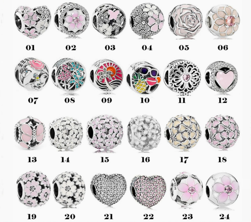 NEW Hot Selling cherry blossom flower charms and clip beads charm fit 925 sterling silver bracelet DIY For women gift wholesale.
