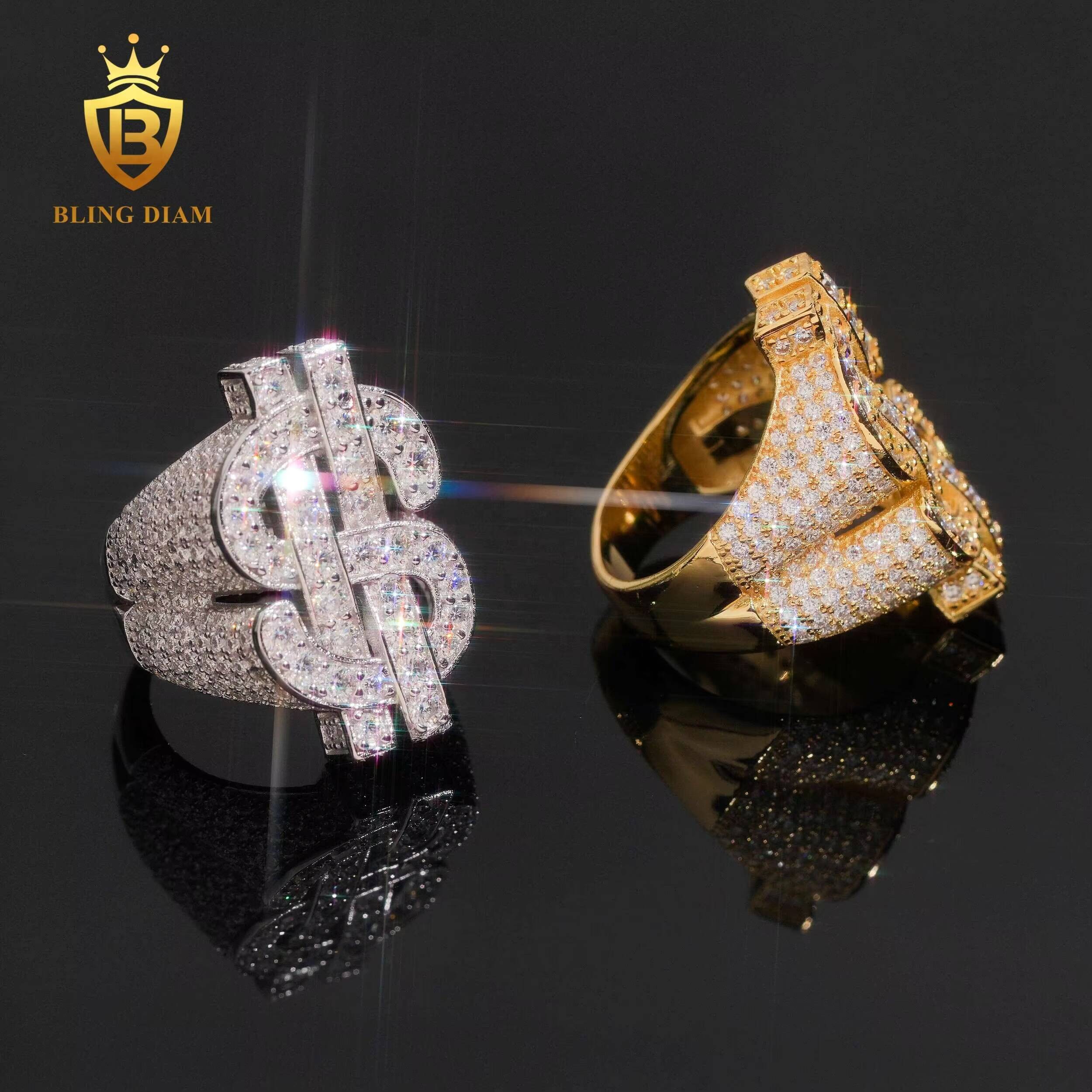 Fashion Ring Hip Hop Iced Out 925 Sterling Silver Fine Jewelry Moissanite Rings Iced Out Rings Ring for Men