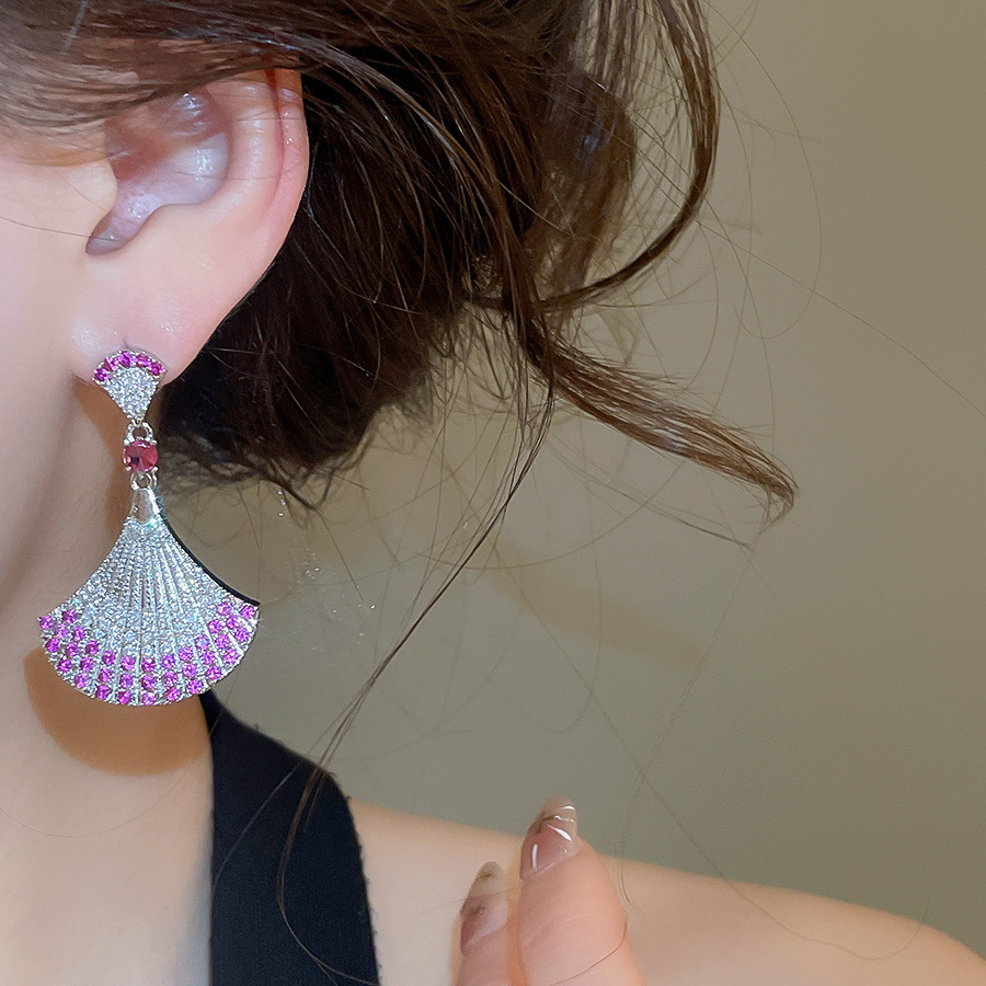 small skirt fan celebrity style high-end earrings for women, light luxury fashion stud earrings - view 8