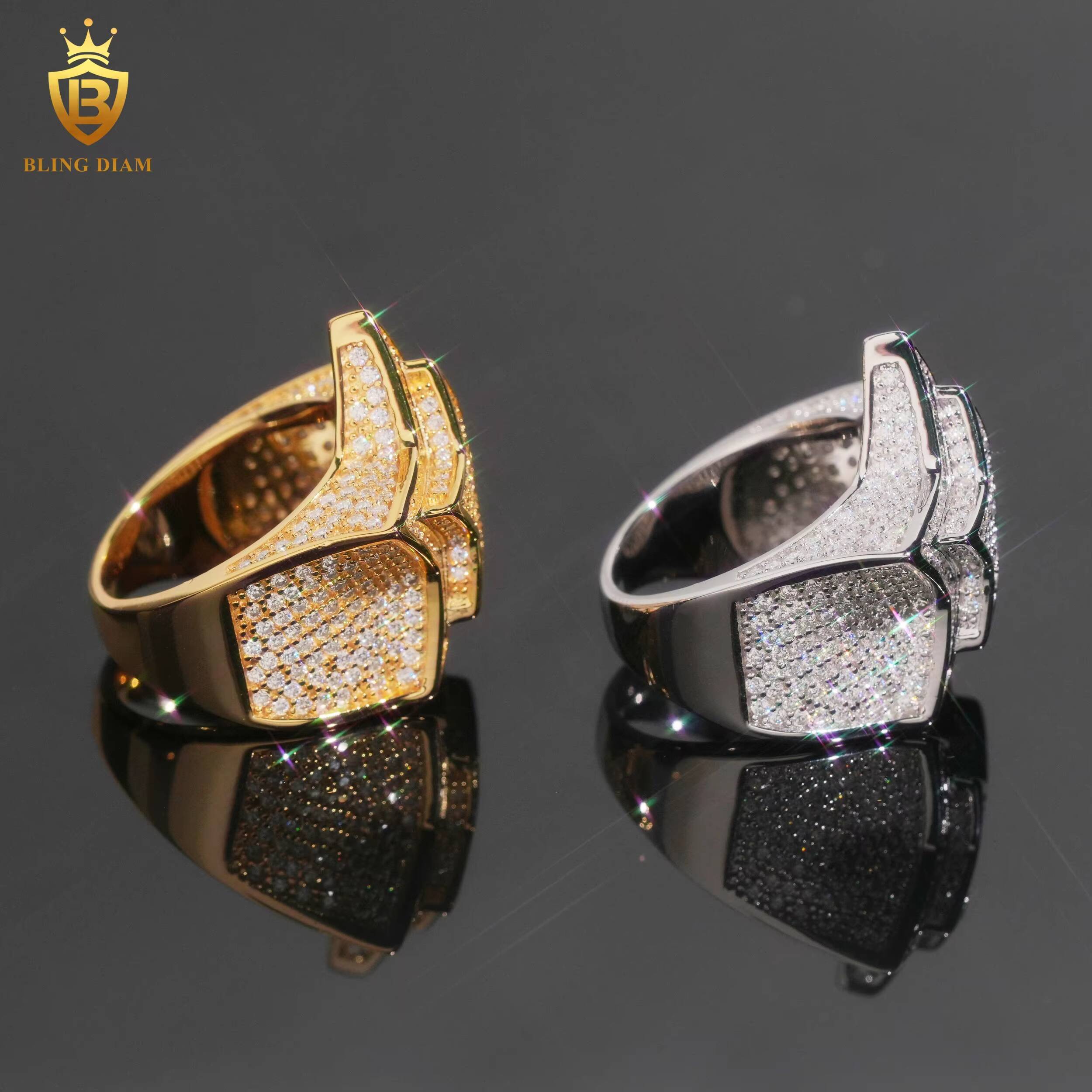925 Silver Men Rings Moissanite Iced Out Vvs D Moissanite Wedding Iced Out Moissanite Star Mens Ring