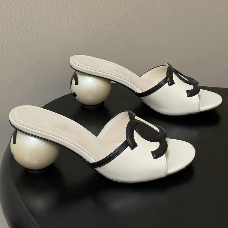 Designer Sandal Heels Slide High Heel Slipper High-quality Leather Flat Mule Lady Summer Beach Casual Women Size 35-41