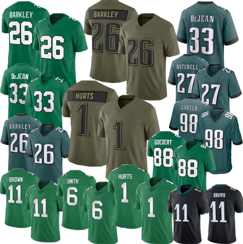Saquon Barkley DeVonta Smith Jalen Hurts Kelly Green Jersey Carter Dawkins Graham DeJean Jerseys