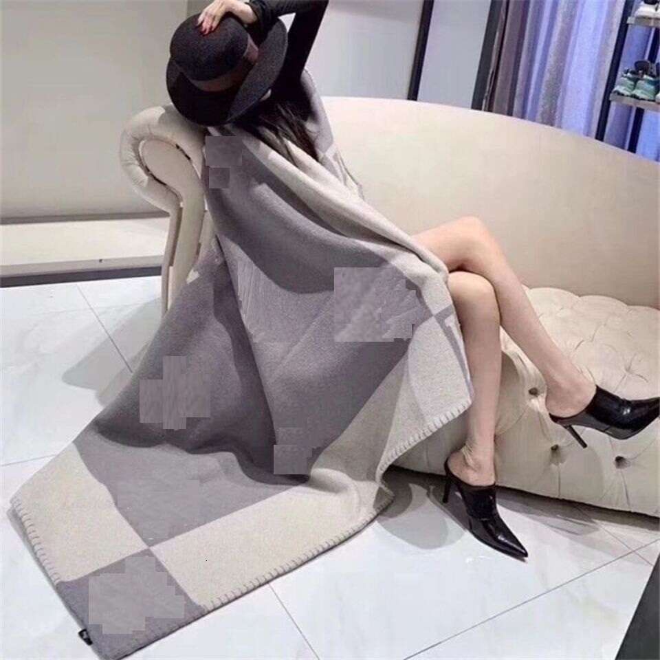 Letter Print Throw Blanket Soft Faux Wool Plaid Scarf Shawl Portable Warm Fleece Blanket for Sofa Bed Office Travel Women All Season